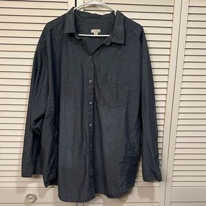 J Jill Women's 4X Denim Chambray Button Down Shirt